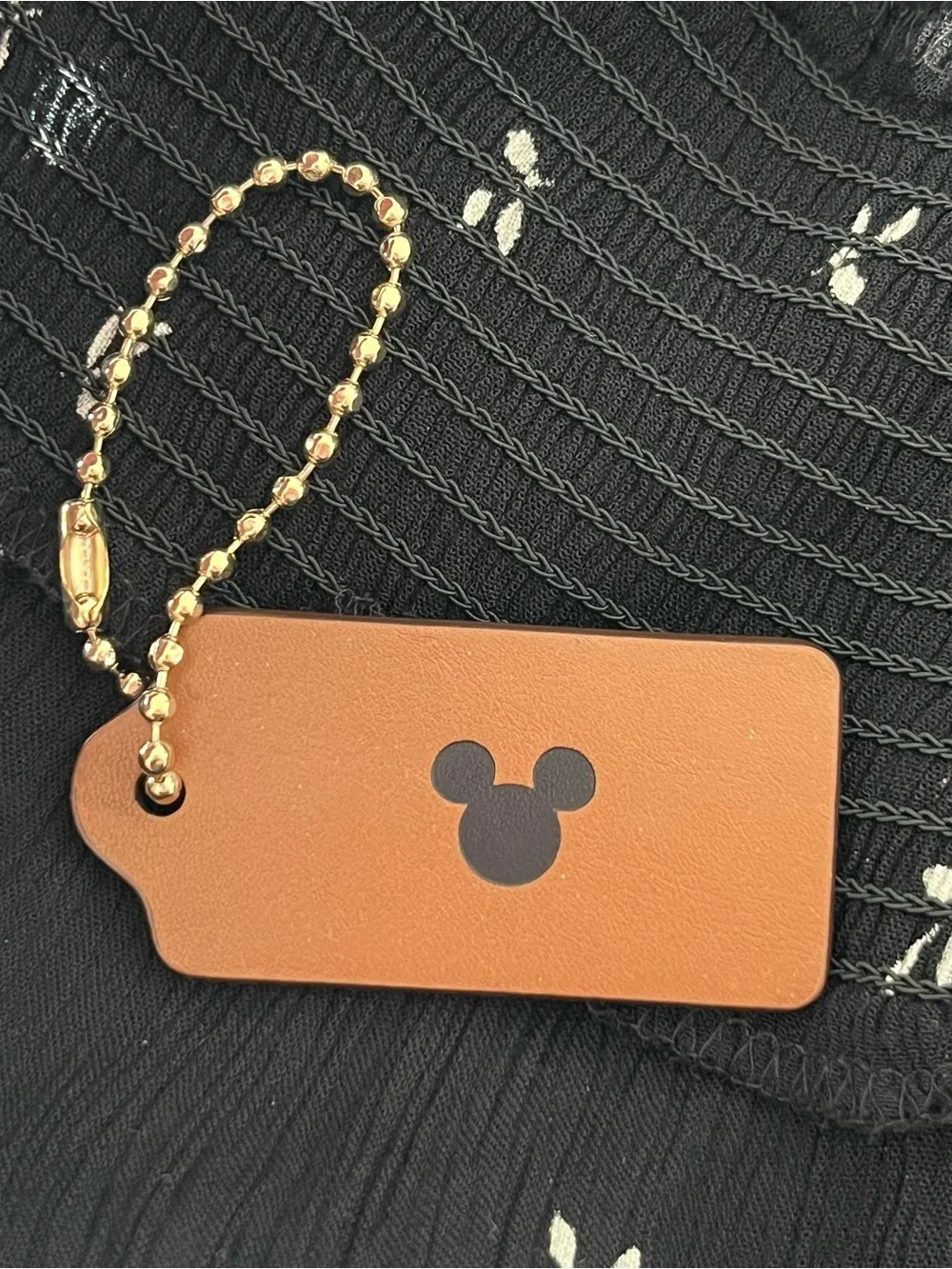 NWOT Coach Disney Tan Leather Hang Tag with Hold Chain